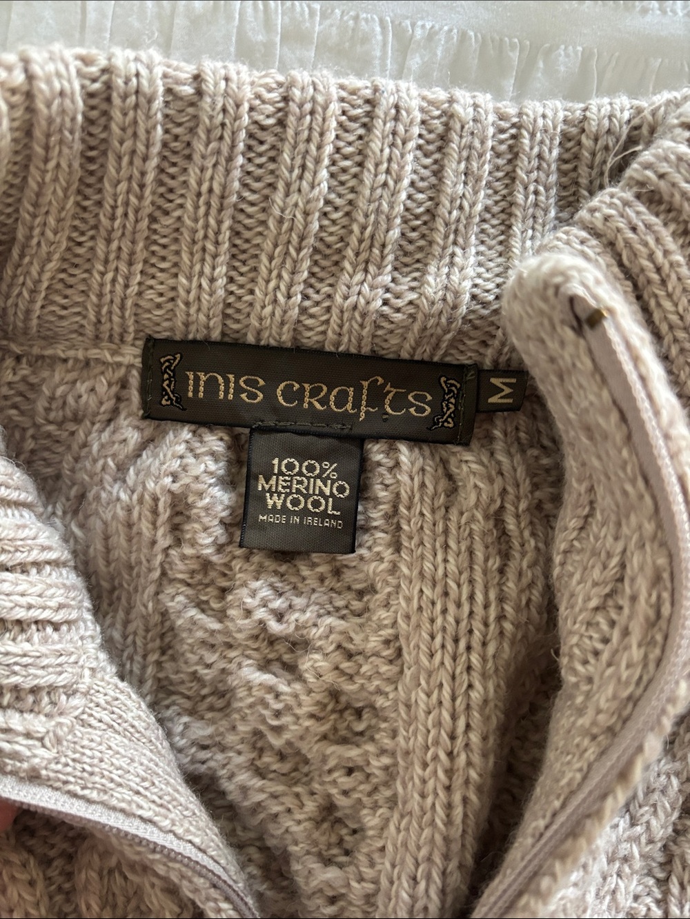 Inis Crafts Made in Ireland Merino Wool Zip Sweater - Picture 2 of 7